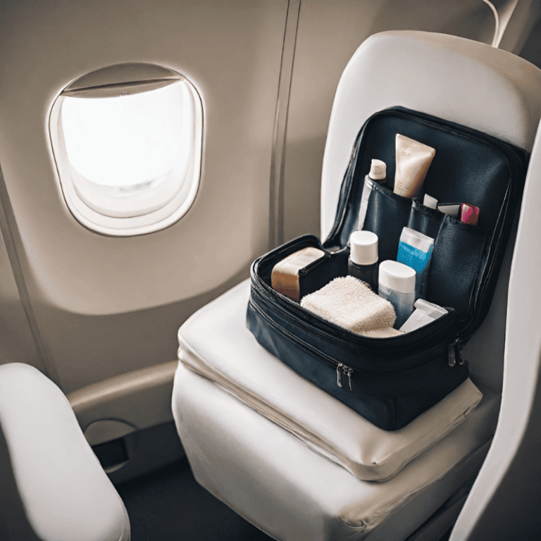 Trousse de toilette dans l'avion en cabine